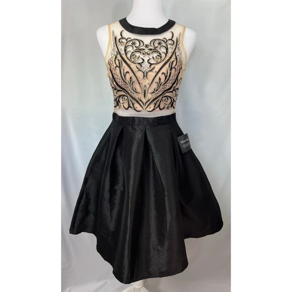 NWT Soieblu Embroidered Mini Little Black Prom Dress Sleeveless - Picture 1 of 10
